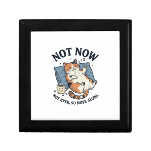 Not Now Lazy Cat Vintage Engraving Funny Cat Desig Gift Box