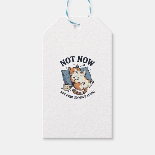 Not Now Lazy Cat Vintage Engraving Funny Cat Desig Gift Tags