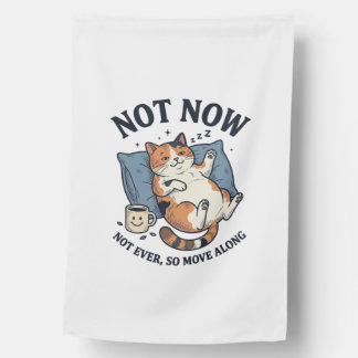 Not Now Lazy Cat Vintage Engraving Funny Cat Desig House Flag