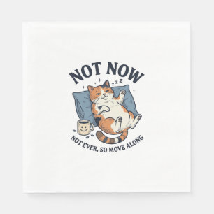 Not Now Lazy Cat Vintage Engraving Funny Cat Desig Napkins