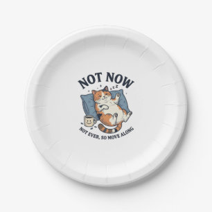 Not Now Lazy Cat Vintage Engraving Funny Cat Desig Paper Plates