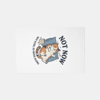 Not Now Lazy Cat Vintage Engraving Funny Cat Desig Rug