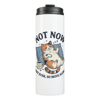 Not Now Lazy Cat Vintage Engraving Funny Cat Desig Thermal Tumbler