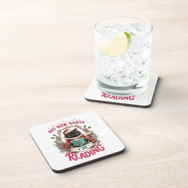 Not Now Santa I'm Reading  Beverage Coaster (Right Side)
