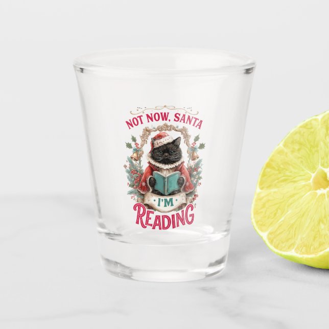 Not Now Santa I'm Reading  Shot Glass (Front)