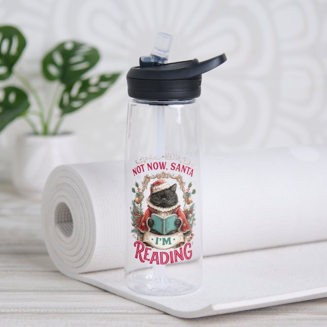 Not Now Santa I'm Reading  Water Bottle (Yoga (Rotated))