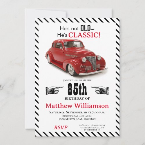 Not Old But Classic 1939 Coupe 85th Birthday Year Invitation