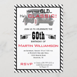 Not Old But Classic Car Funny Birthday Party Invitation