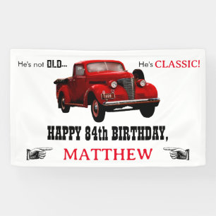 Not Old But Classic Red 1939 Truck Age Birthday Banner
