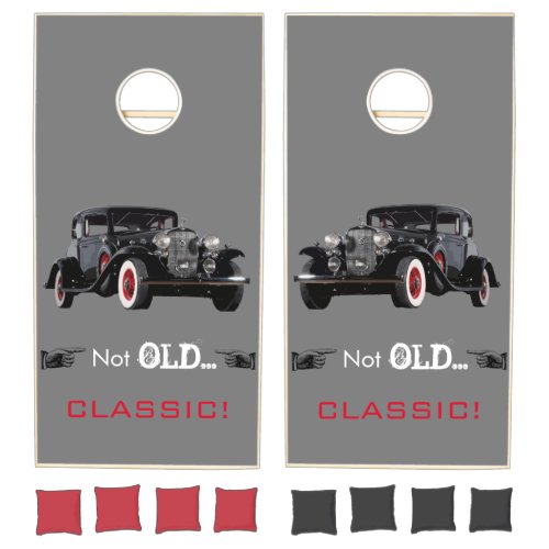 Not Old Classic Car Retro Black Gray Red Cornhole Set