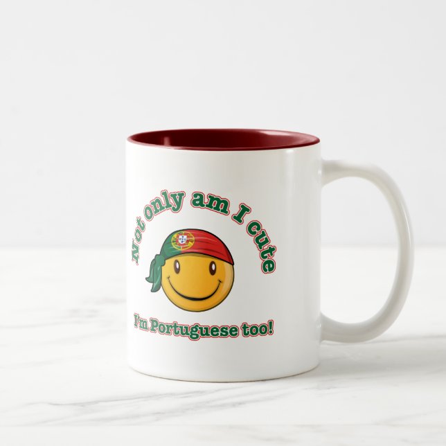 Not only am I cute, I'm Portuguese too Two-Tone Coffee Mug (Right)