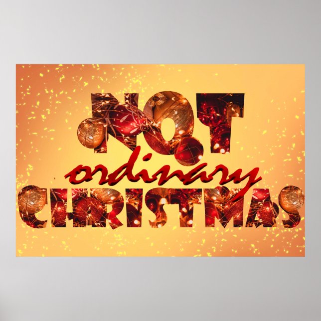 "Not Ordinary Christmas" Font Art & Red Poster (Front)