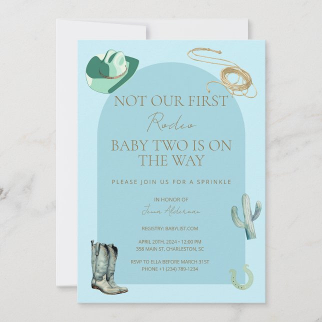 Not Our/Her First Rodeo Baby Sprinkle Invitation (Front)