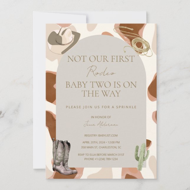 Not Our/Her First Rodeo Baby Sprinkle Invitation (Front)