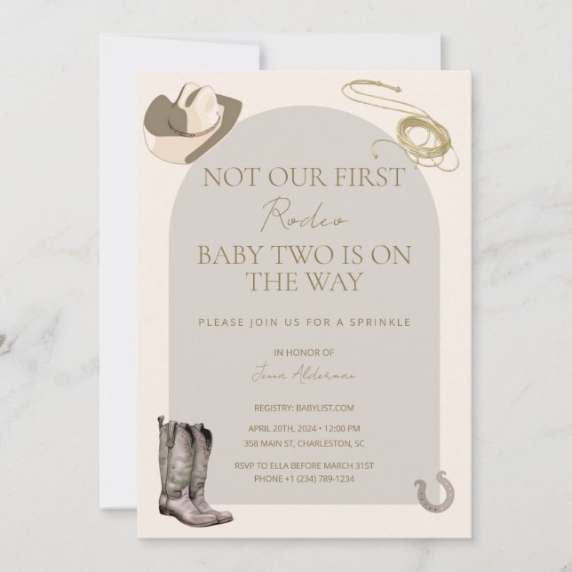 Not Our/Her First Rodeo Baby Sprinkle Invitation (Front)