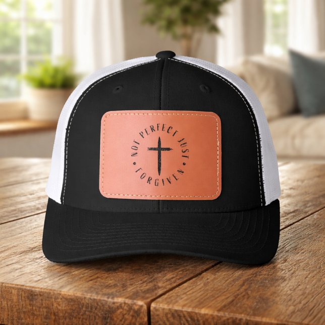 Not Perfect Just Forgiven Faith Inspired Leather Patch Hat (Creator Uploaded)