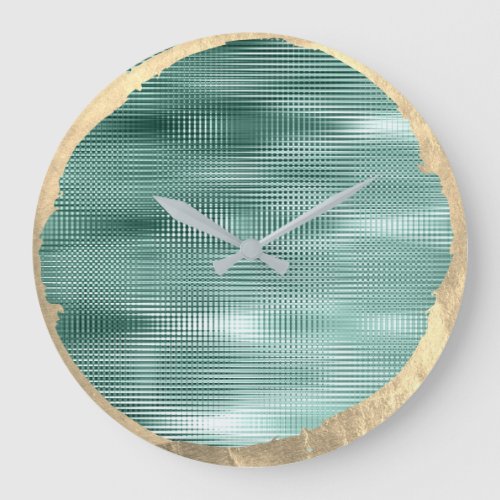 Not Perfect Minimalism Metal Gold Sepia Teal Green Large Clock