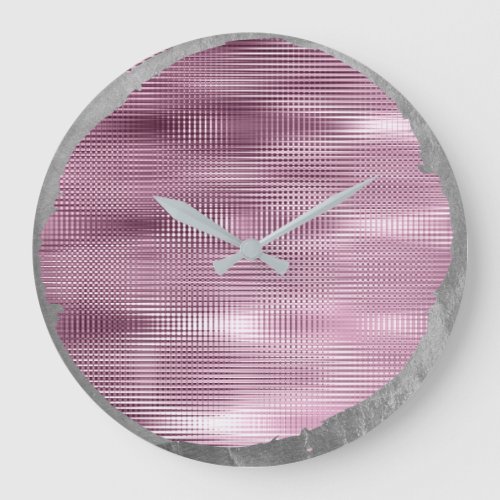 Not Perfect Minimalism Metal Silver Gray Burgundy Large Clock