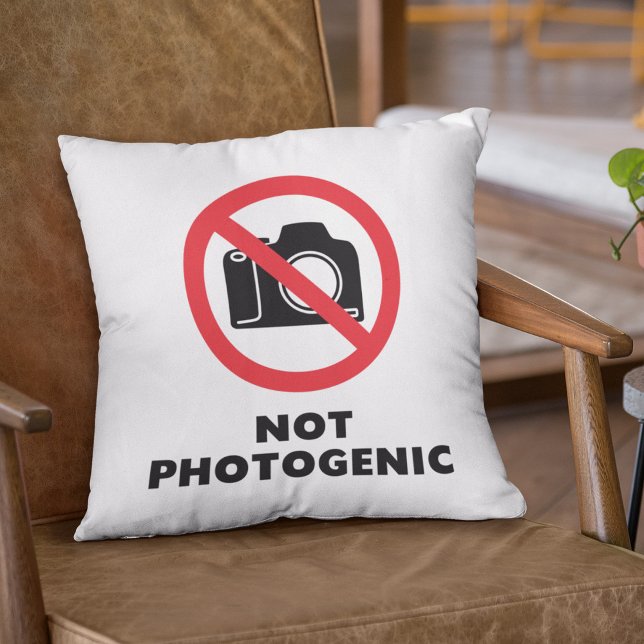 Not Photogenic - No Photos Sign Throw Pillow (Creator Uploaded)