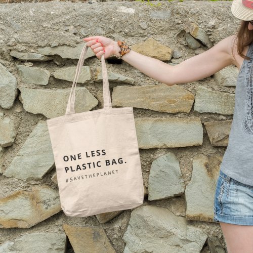 Not Plastic  Save The Planet Eco Friendly Modern Tote Bag