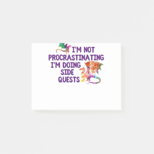 Not Procrastinating Side Quests Funny RPG Gamer Post_it Notes