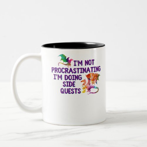Not Procrastinating Side Quests Funny RPG Gamer Two_Tone Coffee Mug