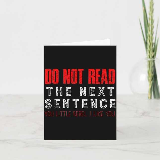 Not Read Next Sentence Reading Design Card (Front)