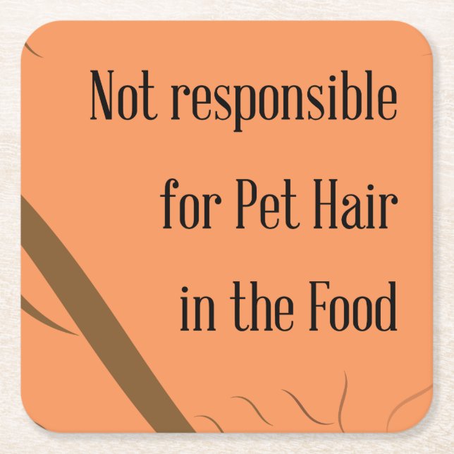 Not Responsible for Pet Hair in the Food Square Paper Coaster (Front)
