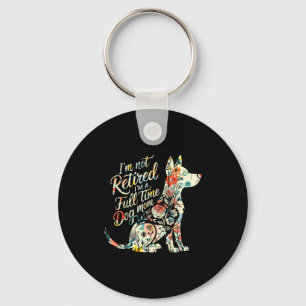 Not retired a full time dog mom floral mother's da keychain