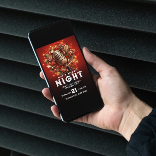 Not Silent Night Karaoke Christmas Party Mic Invitation (Creator Uploaded)