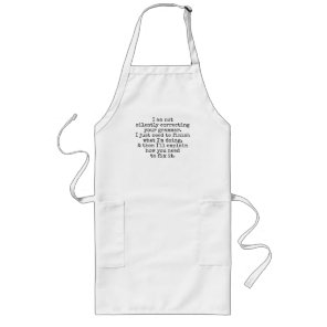 Not Silently Correcting Your Grammar Black & White Long Apron
