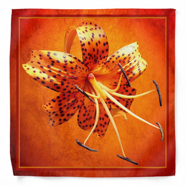 "Not So Bashful" Tiger Lily Bandana Handkerchief (Front)