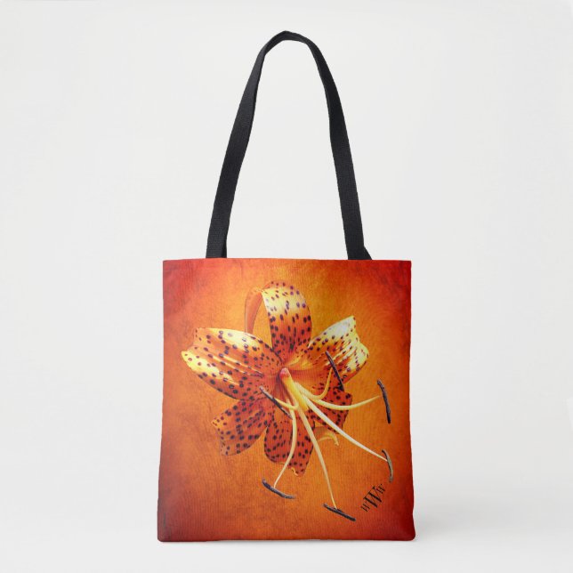 "Not So Bashful" Tiger Lily Custom Shoulder Tote (Front)