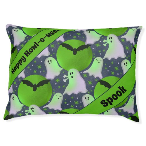 Not So spooky ghosts green Pet Bed
