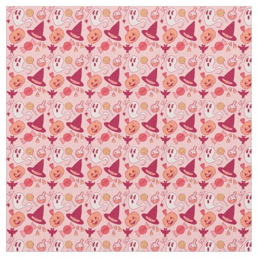 Not So Spooky Pink Halloween Cute Ghosts Repeat Fabric