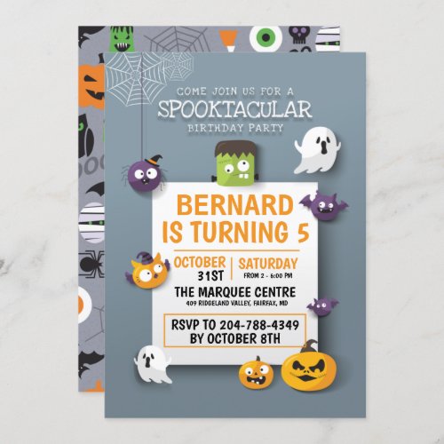 Not Spooky Kids Halloween Birthday Party Invitation