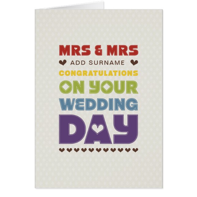 Not Straight Design - Mrs & Mrs - Wedding Day Cards (Front)