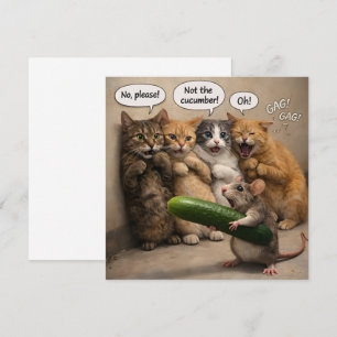 Not the cucumber, funny cat and mouse flat greetin card