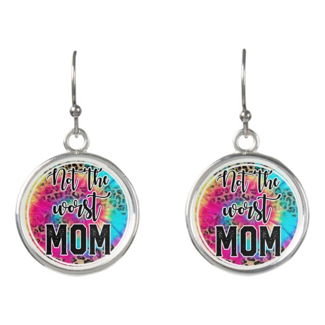 Not The Worst Mom Funny Earrings (Front)