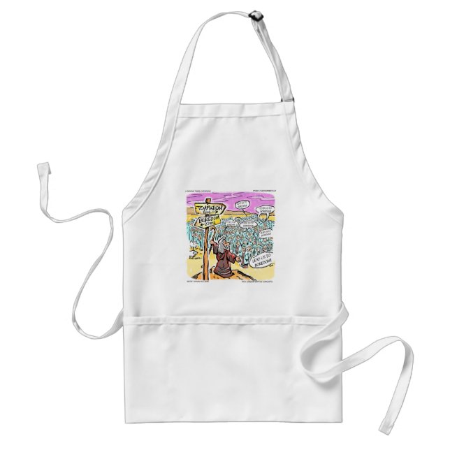 Not To Temptation? Funny Gifts Cards & Tees Adult Apron (Front)
