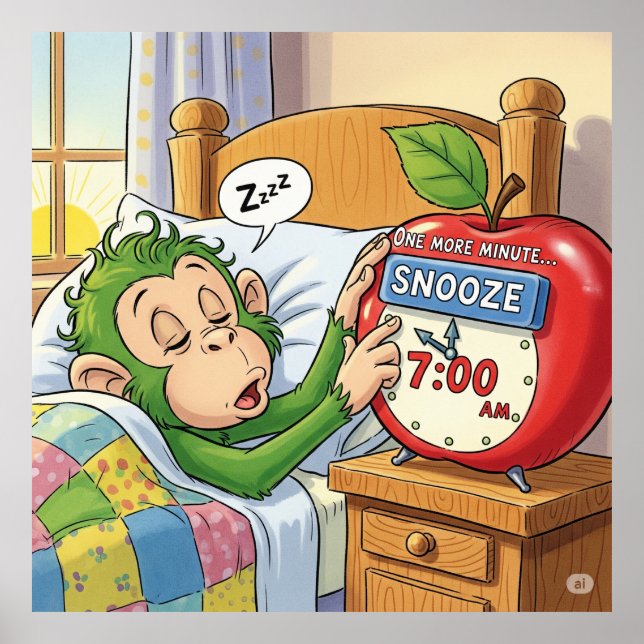 Not Today, Alarm – Sleepy Monkey Mode 💤🙈 Poster (Front)