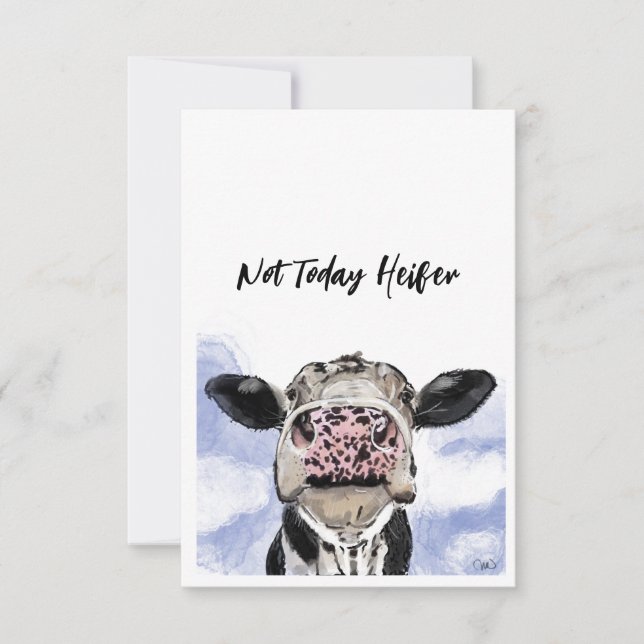 Not Today Cow Thank You Card (Front)