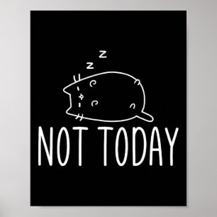 Not Today Crazy Cat S Graphic Cute Funny  Poster