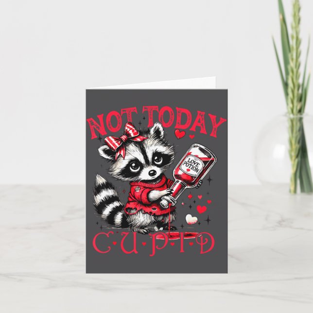 Not Today Cud Funny Raccoon Valentines Day Cute Ki Card (Front)