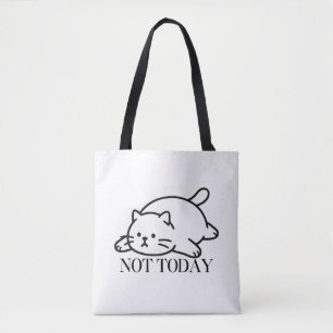 Not Today Cute Lazy Cat Mood Tote Bag