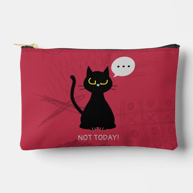 NOT TODAY! Funny Black Cat Grumpy Pouch (Front)