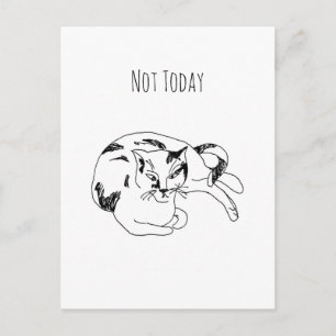 Not Today Funny Lazy Cat Introvert Humor Postcard