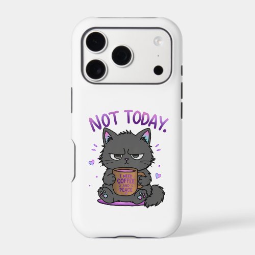 Not Today Grumpy Cat Coffee Lover Cute Funny Cat iPhone 17 Pro Case