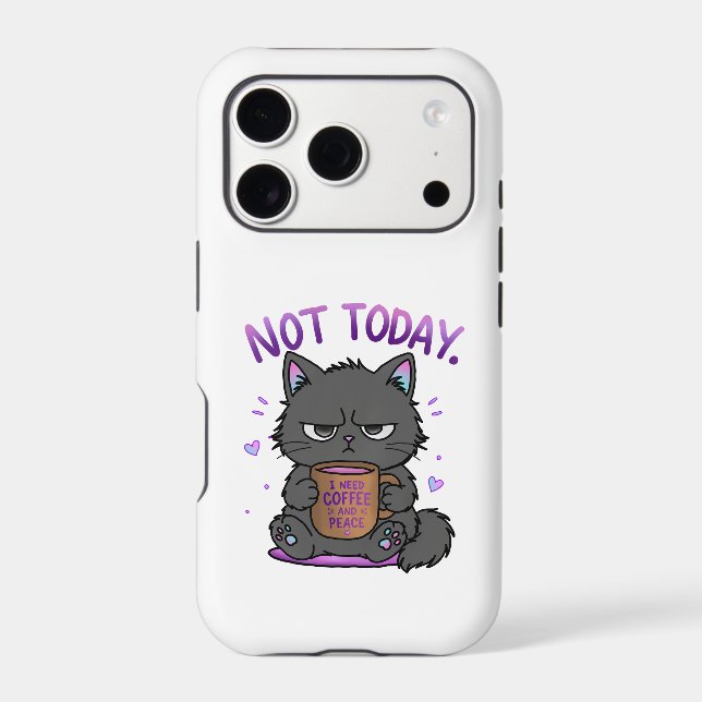 Not Today Grumpy Cat Coffee Lover Cute Funny Cat iPhone Case (Back)
