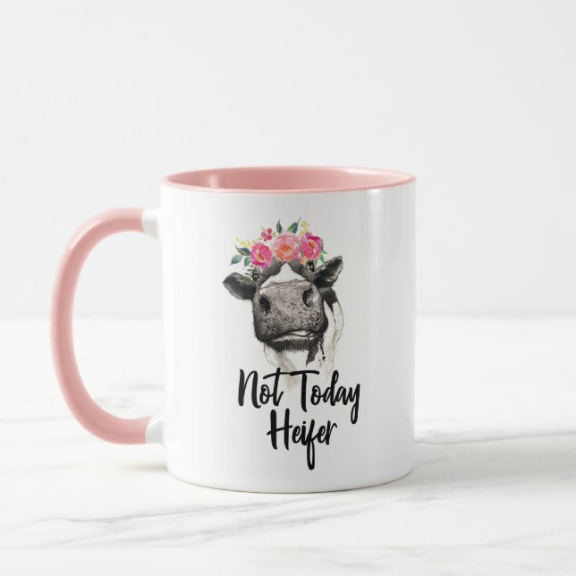 Not Today Heifer Funny Floral Cow Mug Cup (Left)